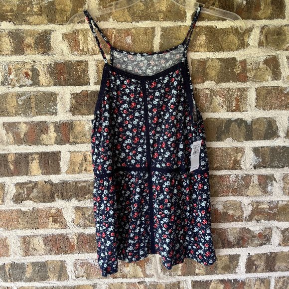 American Eagle Blue Floral Tank Top - Picture 1 of 4